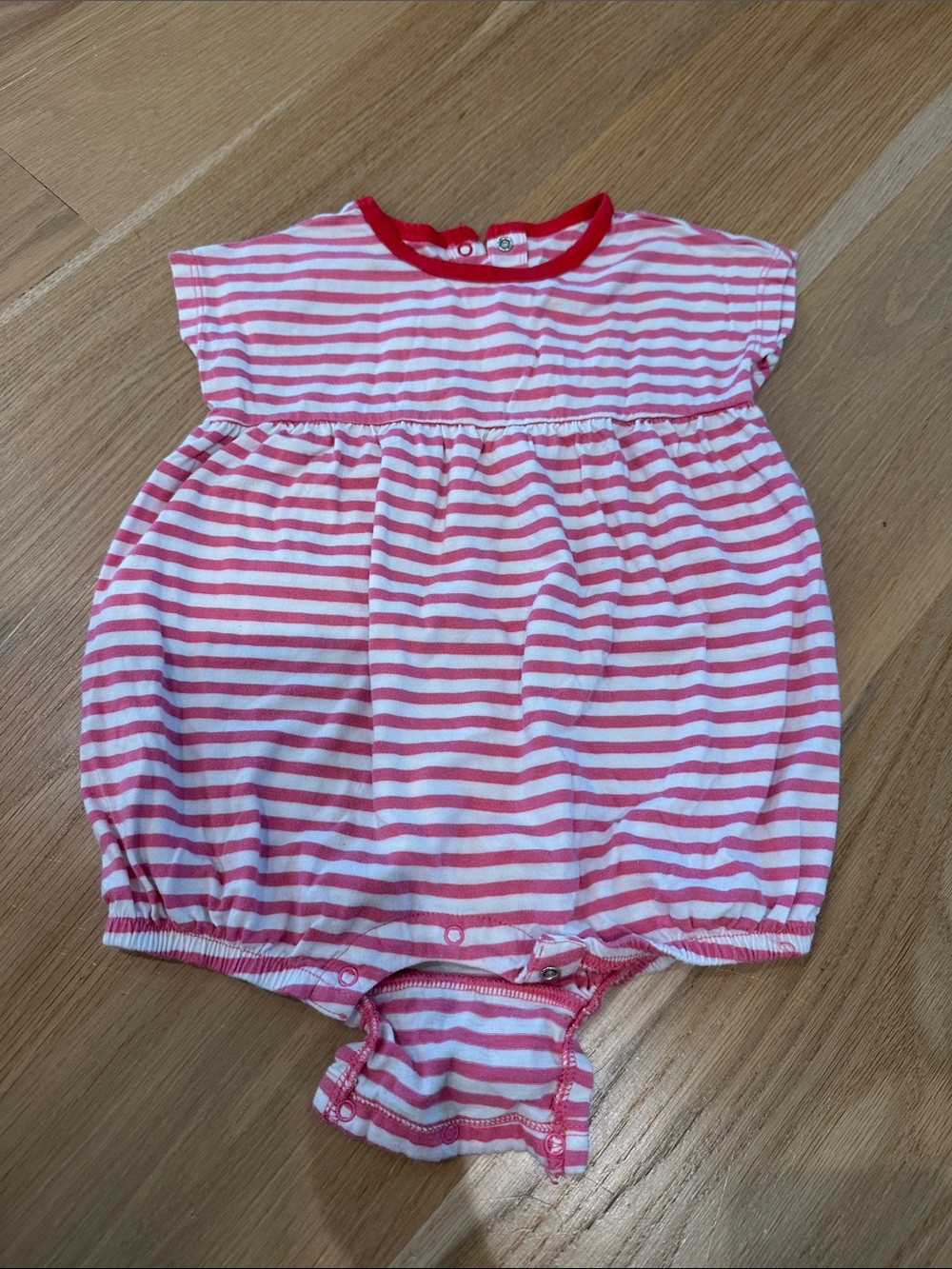 Primary Pink and White Striped One-Piece